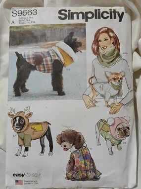 Simplicity Pet Coat Pattern - Plaid Brown and Yellow Dog Jacket